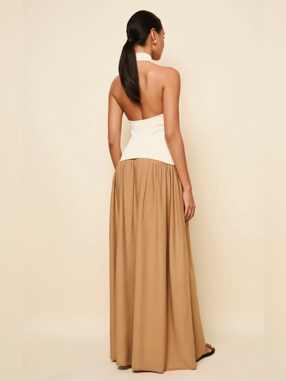Solid & Striped Halter Soglio Maxi Dress Ecru Camel Knit Size M NWT - Picture 4 of 13
